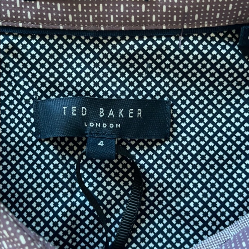 NWT Ted Baker London S/S Purple Woven Collar Polo Size 4 - Picture 6 of 7
